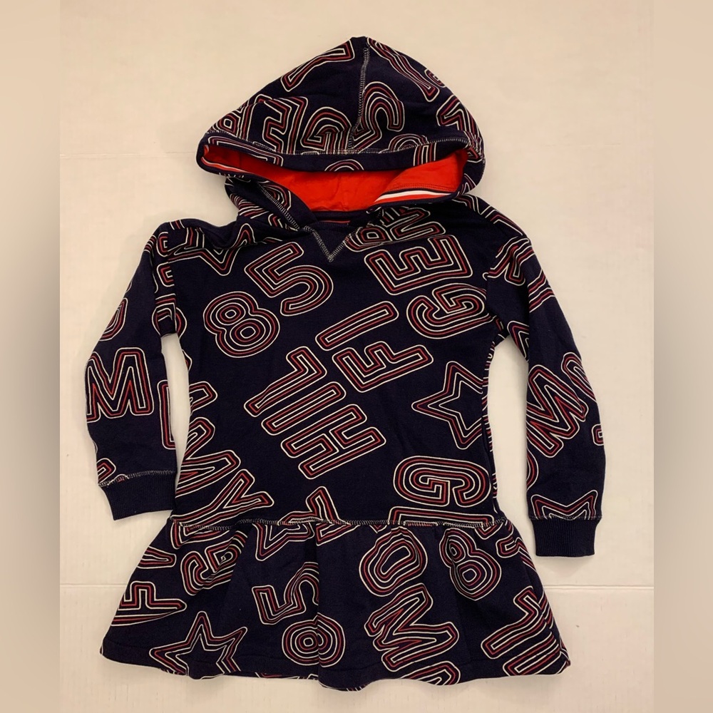 Tommy Hilfiger Kids Navy Hoodie Dress with Red Accents